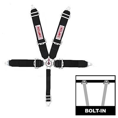 Simpson Camlock 5-Point Harness 29104BK Harness, Complete, Camlock, Individual-Type, Bolt-In, Floor Mount, Black, Each thumbnail 1