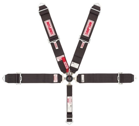 Simpson Camlock 5-Point Harness 29104BK Harness, Complete, Camlock, Individual-Type, Bolt-In, Floor Mount, Black, Each thumbnail 2