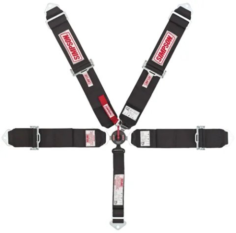 Simpson Camlock 5-Point Harness 29104BK Harness, Complete, Camlock, Individual-Type, Bolt-In, Floor Mount, Black, Each thumbnail 3