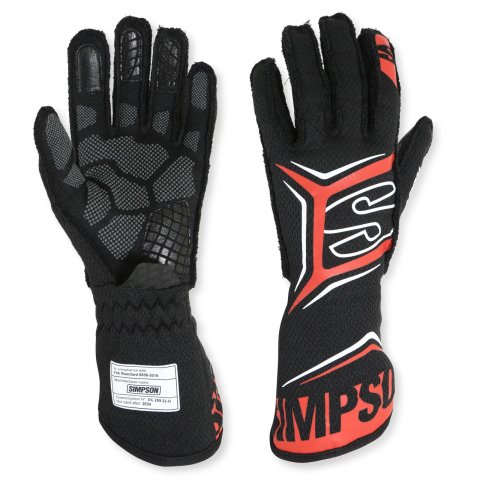Simpson Magnata Racing Gloves MGMR Driving Gloves, Gloves, One Layer, Nomex®, Black/Red, FIA 8856-2018, SFI 3.5/5, Medium, Pair thumbnail 6