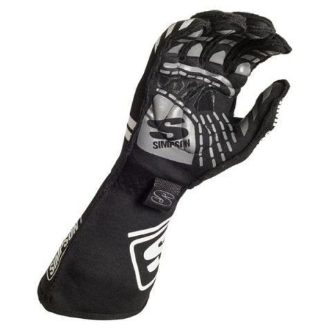 Simpson Esse Racing Gloves ESZK Driving Gloves, Racing, Double Layer, Nomex®, Black, SFI 3.3/5, 2X-Large, Pair