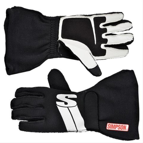 Simpson Impulse Professional Racing Gloves IMZK Driving Gloves, Racing, Double Layer, Nomex®, Black, SFI 3.3/5/FIA, 2X-Large, Pair