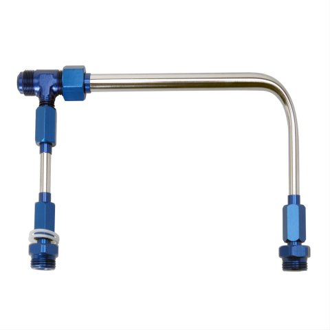 JET Carburetor Fuel Lines 34150BL Lines, Stainless Steel, Polished, Blue Anodized Aluminum Fittings, Holley 4150, Kit