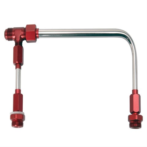JET Carburetor Fuel Lines 34160RD Lines, Stainless Steel, Polished, Red Anodized Aluminum Fittings, Holley 4160, Kit