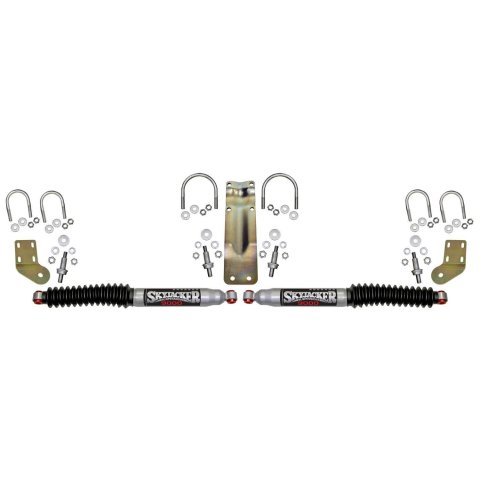 Skyjacker Suspensions - Steering Stabilizers for 2005-2023 F-250 SUPER DUTY, F-350 DUTY 9253 Damper Kit, DUAL STAB KT,SILVER W/BK BO