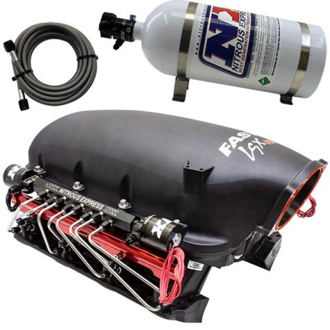Nitrous Express Shark Nozzle Systems INTAKE016 System, Direct Port, Nozzles, FAST HR Manfiold, 10 lb. Bottle, Chevy, LS, Kit