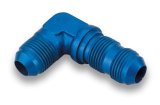 Earl's Performance Bulkhead Adapter Fittings 983304ERL Fitting, 90 Degree, Union, -4 AN, Aluminum, Blue Anodized, Each thumbnail 1