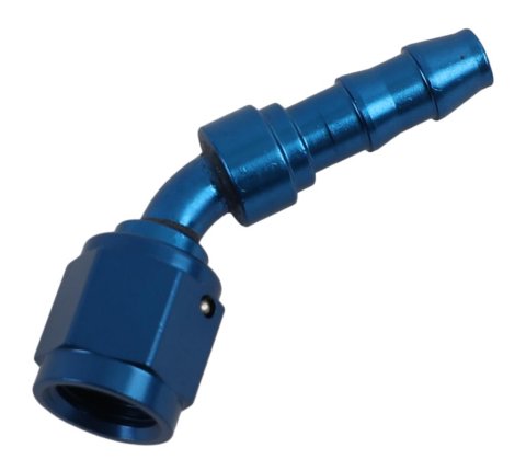 Earl's Performance Super Stock Hose Ends 704645ERL Fitting, End, Stock, 45 Degree, -4 AN to Female -4 AN, Aluminum, Blue, Each
