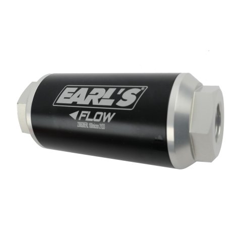 Earl's Performance Billet Inline 100 Microns Fuel Filter with -8 AN Inlet Size 230628ERL Filter, Inline, Aluminum Housing, Stainless Mesh Element, O-ring Female Threads Inlet/Outlet, Each