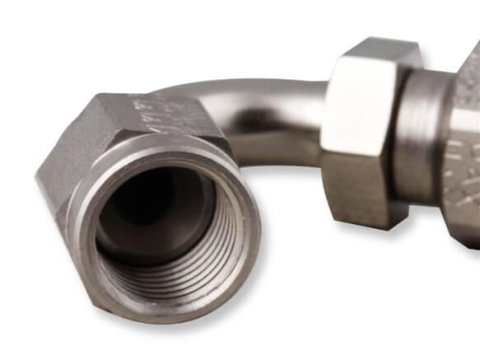 Earl's Performance Power Steering Hose Ends 131206ERL Fitting, End, Steering, 120 Degree, -6 AN to -6 AN Female Thread, Steel, Nickel Plated, Each