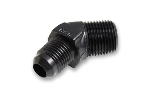 Earl's Performance AN to NPT Adapter Fittings AT982306ERL Fitting, Adapter, NPT, 45 Degree, Aluminum, Black Anodized, -6 AN, 1/4 in. NPT, Each thumbnail 1