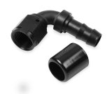 Earl's Performance Super Stock Hose Ends AT709109ERL Fitting, End, Stock, 90 Degree, Aluminum, Black Anodized, -8 AN Male, -8 AN Female, Each thumbnail 1