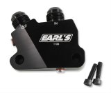 Earl's Performance Oil Cooler Adapters 1126ERL Adapter, Right Angle, -10 AN Inlet, -10 AN Outlet, Billet Aluminum, Black Anodized, Hardware, Each thumbnail 1