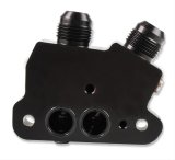 Earl's Performance Oil Cooler Adapters 1126ERL Adapter, Right Angle, -10 AN Inlet, -10 AN Outlet, Billet Aluminum, Black Anodized, Hardware, Each thumbnail 2