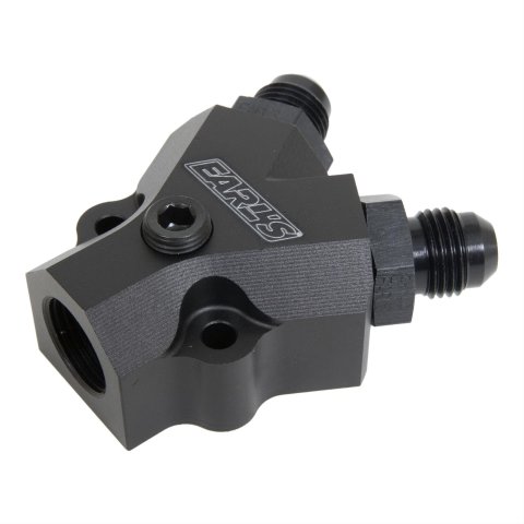 Earl's Performance Fuel Distribution Blocks 100181ERL Block, Y-Type, Billet Aluminum, Black Anodized, 3/8 in. NPT Female Inlet, -6 AN Male Outlets, Each