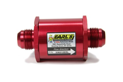 Earl's Performance Inline 85 Microns Fuel Filter with -12 AN Inlet Size 230212ERL Filter, Mount, Red, Microns, Male Inlet/Outlet, Each thumbnail 2