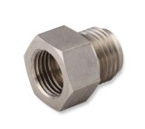 Earl's Performance Hardline Adapters 00113ERL Fittings and Adapters, Adapters, Straight, Stainless, Natural, 1/2 in.-20 Inverted Flare Female, 9/16 in.-18 Inverted Flare Male, Each thumbnail 3
