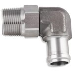 Earl's Performance Hose Barb to Pipe Thread Adapters SS988413ERL Fitting, Adapter, NPT Barb, 90 Degree, Stainless Steel, Natural, 3/4 in., 1/2 in., Swivel, Each thumbnail 2