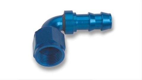 Earl's Performance Super Stock Hose Ends 709111ERL Fitting, End, Stock, 90 Degree, -10 AN to Female -10 AN, Aluminum, Blue, Each thumbnail 1