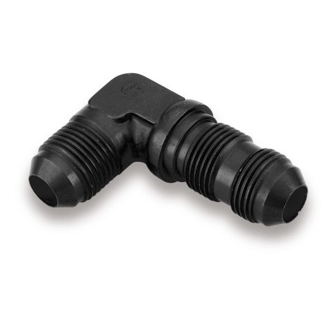 Earl's Performance Bulkhead Adapter Fittings AT983303ERL Fitting, Bulkhead, 90 Degree, -3 AN to -3 AN Male, Aluminum, Black Anodized, Each
