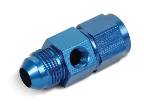 Earl's Performance Pressure Gauge Adapters 100200ERL Fitting, Adapter, Gauge, -8 AN Male to -8 AN Female, 1/8 in. NPT Port, Aluminum, Blue, Each thumbnail 2