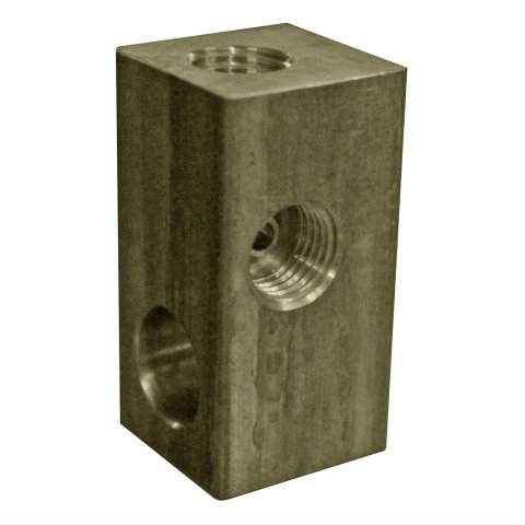 Earl's Performance Brake System Adapters 972052ERL Fitting, Adapter, Tee 3/8-24 I.F. on Both Runs, 3/8-24 I.F. Branch, 7/16 in. Mounting Hole, Brass, Each thumbnail 1