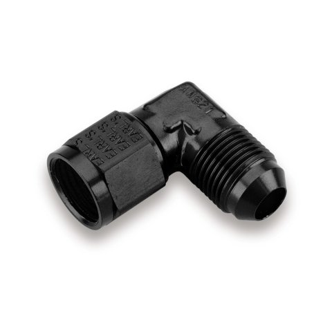 Earl's Performance Couplers AT921106ERL Fitting, Coupler, Union, AN to AN, 90 Degree, Aluminum, Black Anodized, -6 AN, -6 AN, Swivel, Each thumbnail 4