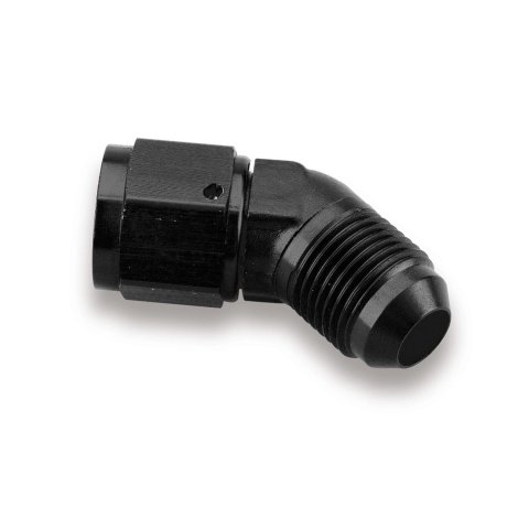 Earl's Performance Couplers AT924104ERL Fitting, Coupler, Union, AN to AN, 45 Degree, Aluminum, Black Anodized, -4 AN, -4 AN, Each
