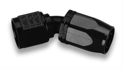 Earl's Performance Auto-Fit Hose Ends AT304604ERL End, Auto-Fit, 45 Degree, -4 AN Female Threads, Aluminum, Black Anodized, Each