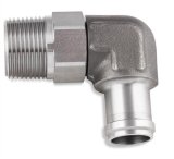 Earl's Performance Hose Barb to Pipe Thread Adapters SS988412ERL Fitting, Adapter, NPT Barb, 90 Degree, Stainless Steel, Natural, 3/4 in., 3/4 in., Swivel, Each thumbnail 2