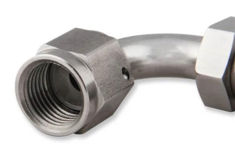 Earl's Performance Power Steering Hose Ends SS139106ERL End, Steering, -6 AN, Compression, 90 Degree, Stainless Steel, Natural, Each thumbnail 1