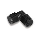 Earl's Performance Couplers AT934108ERL Fitting, Coupler, Union, AN to AN, 90 Degree, Aluminum, Black Anodized, -8 AN, -8 AN, Swivel, Each thumbnail 1
