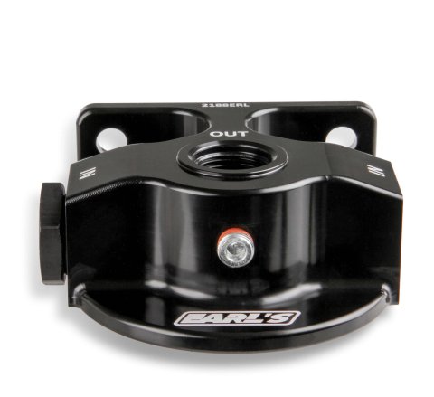 Earl's Performance Remote Oil Filter Mounts 2188ERL Mount, Remote, Billet Aluminum, Black Anodized, Two -10 AN O-ring Female Threads Inlets, One -10 AN Female Threads Outlets, Each thumbnail 1