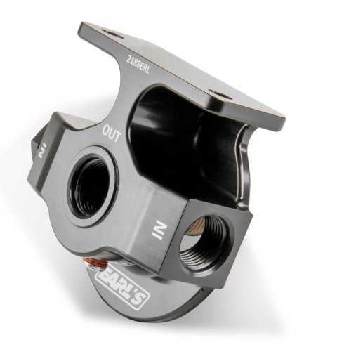 Earl's Performance Remote Oil Filter Mounts 2188ERL Mount, Remote, Billet Aluminum, Black Anodized, Two -10 AN O-ring Female Threads Inlets, One -10 AN Female Threads Outlets, Each thumbnail 3