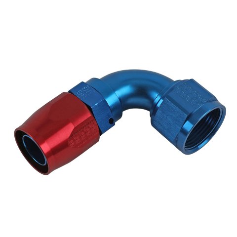 Earl's Performance Swivel-Seal Hose Ends 809116ERL Fitting, End, Swivel-Seal, 90 Degree, -16 AN to Female -16 AN, Aluminum, Red/Blue, Each