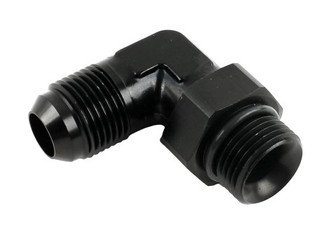 Earl's Performance AN to Straight Cut O-Ring Fittings AT949010ERL Fitting, Adapter, Cut, 90 Degree, Aluminum, Black Anodized, -10 AN, -10 AN, Swivel, Each