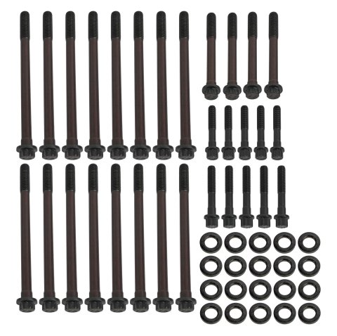 Earl's Performance Cylinder Head Bolt Kits TBS-001ERL Fasteners, Kits, 12-point Head, Chromoly, Black, Flat Washers, Chevrolet, 4.8L LS, 5.3L LS, 5.7L LS, 6.0L LS, Kit