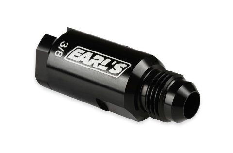 Earl's Performance Vapor Guard OEM Quick-Connect Fuel Rail Adapter Fittings 751166ERL Line Fitting, 3/8 in. Female Quick-Connect, To -6 AN Male AN, Straight, Aluminum, Black Anodized, Each thumbnail 1
