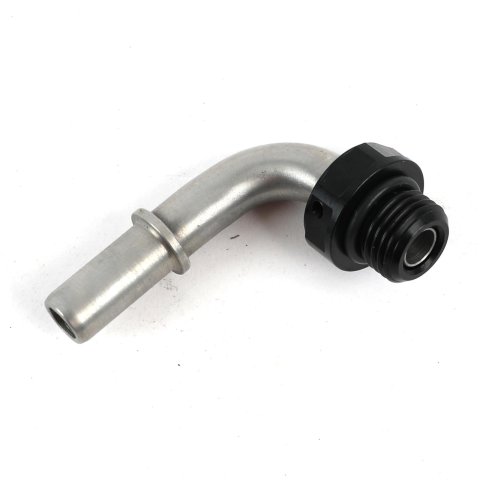 Earl's Performance Fuel Rail and Module Quick-Connect Fittings 935066ERL Fitting, 90 degree, 3/8 in. Male Quick Connect, -6 AN O-Ring Male, Stainless Steel/Black Anodized, Each