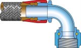 Earl's Performance Auto-Fit Hose Ends 304620ERL Fitting, End, Auto-Fit, 45 Degree, -20 AN to Female -20 AN, Aluminum, Red/Blue Anodized, Each thumbnail 1