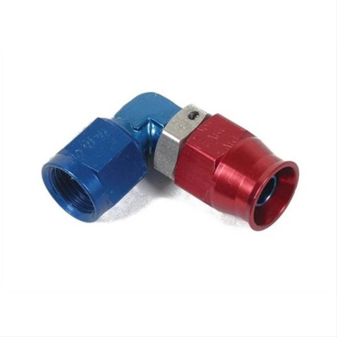 Earl's Performance Speed-Seal Hose Ends 609033ERL Fitting, End, Speed-Seal, 90 Degree, -3 AN Hose, -3 AN Female, Aluminum, Red/Blue Anodized, Each