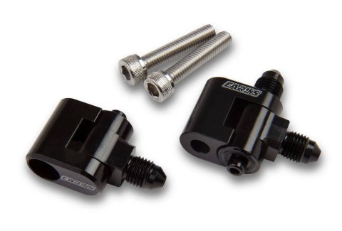 Earl's Performance LS Steam Vent Adapters LS9809ERL Coolant Crossover Components, Adapters, -3 AN, One Single Outlet Adapter, One Dual Outlet Adapter, Aluminum, Black Anodized, Chevy, Set thumbnail 1