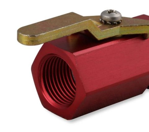 Earl's Performance Shut-Off Valves 230500ERL Valve, Aluminum, Red, 3/8 in. Female NPT Inlet, 3/8 in. Female NPT Outlet, Each thumbnail 1