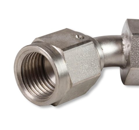 Earl's Performance Power Steering Hose Ends 134606ERL Fitting, End, Steering, 45 Degree, -6 AN to -6 AN Female Thread, Steel, Zinc Plated, Each thumbnail 1