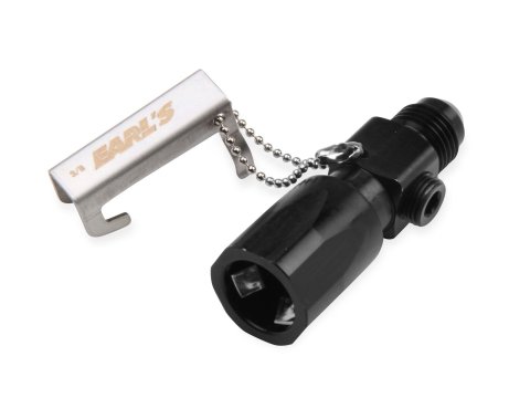 Earl's Performance Quick-Connect Fuel Rail Adapter Fittings AT992066ERL Fitting, Line Adapter, Straight, 3/8 in. Female Quick-connect, -6 AN Male Threads, Gauge Port, Black Anodized, Each thumbnail 1