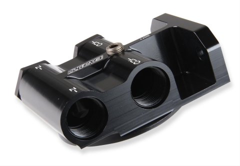 Earl's Performance Remote Oil Filter Mounts 2077ERL Mount, Remote, Billet Aluminum, Black Anodized, -10 AN O-ring Female Inlets, -10 AN Female Outlets, Each thumbnail 4