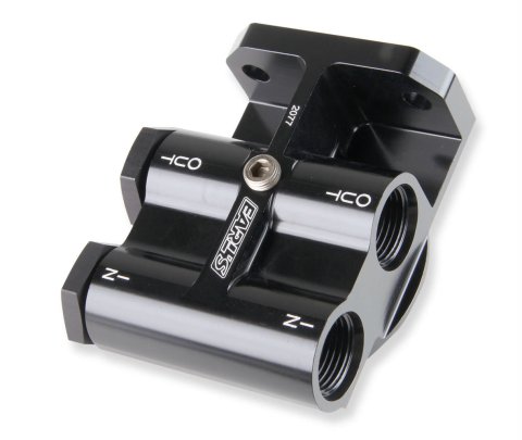 Earl's Performance Remote Oil Filter Mounts 2077ERL Mount, Remote, Billet Aluminum, Black Anodized, -10 AN O-ring Female Inlets, -10 AN Female Outlets, Each thumbnail 6