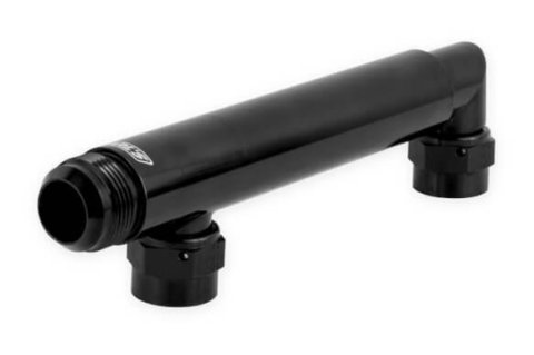 Earl's Performance Adjustable Coolant Crossover Tubes LS0035ERL Water Pump Crossover, Billet Aluminum, -12 AN Female Inlets, -16 AN Male Outlet, Black Anodized, Adjustable, Each thumbnail 8