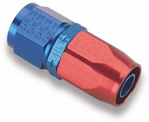 Earl's Performance Auto-Fit Hose Ends 300104ERL Fitting, End, Auto-Fit, Straight, -4 AN to Female -4 AN, Aluminum, Red/Blue, Each thumbnail 2