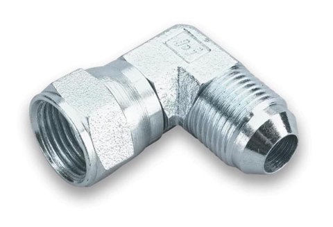 Earl's Performance Couplers 966303ERL Fitting, Coupler, Union, AN to AN, 90 Degree, Steel, Zinc, -3 AN, -3 AN, Swivel, Each